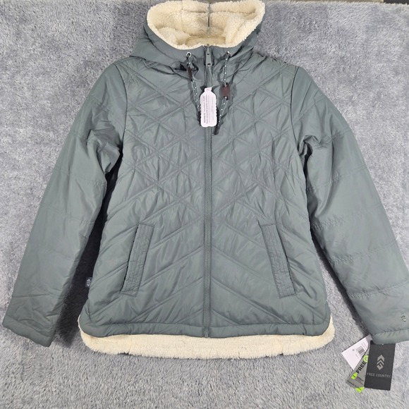Free Country Jackets & Blazers - Free Country Women Cyprus Green Quilted Sherpa Lined Hooded Jacket‎ Small